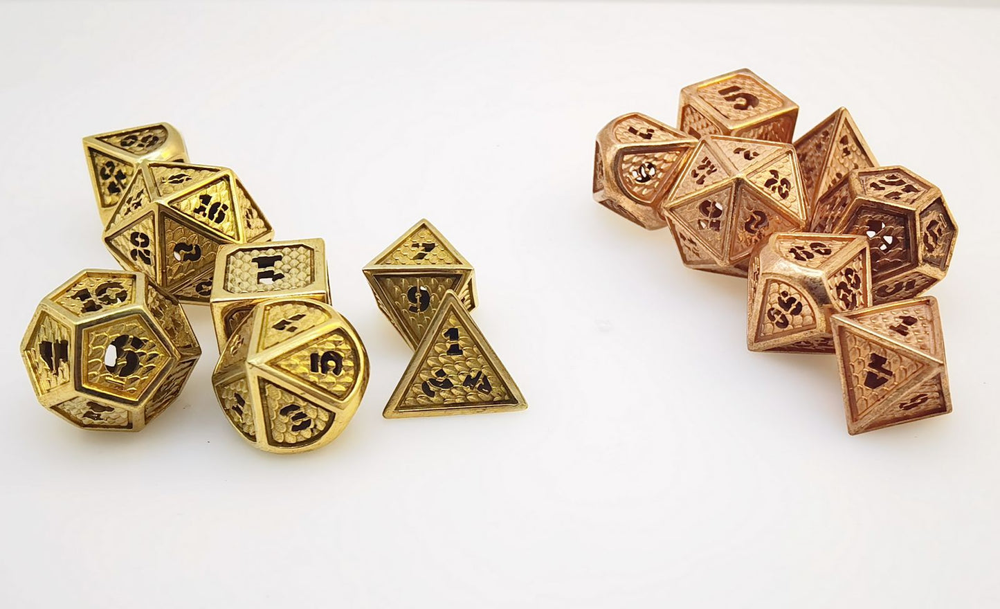 Hollow Pure Copper Wyvern RPG Dice Set