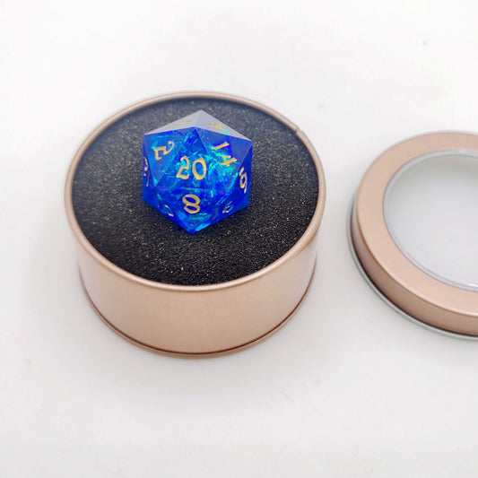 Sharp Resin D20 Single D20 Die Blue with Display Box