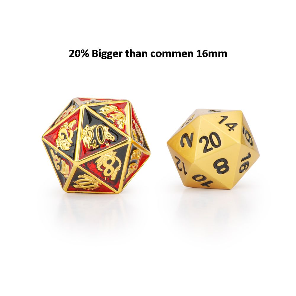 Rose gold Aquamarine hand painting solid metal dragon dice - HYMGHO Dice 