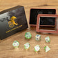 Hollow Wyvern RPG Dice Set Gold with Green/Blue