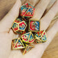 Gold w/Red& Blue dragon dice set for RPGs